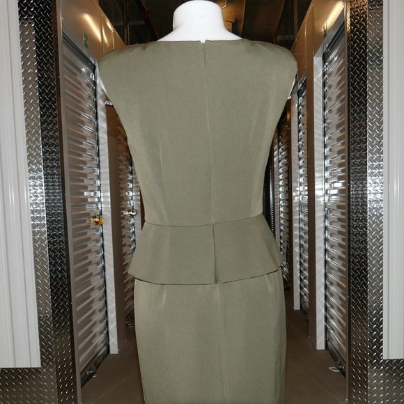 ABS Olive Green Padded & Peplum Dress size 6 - Picture 9 of 12